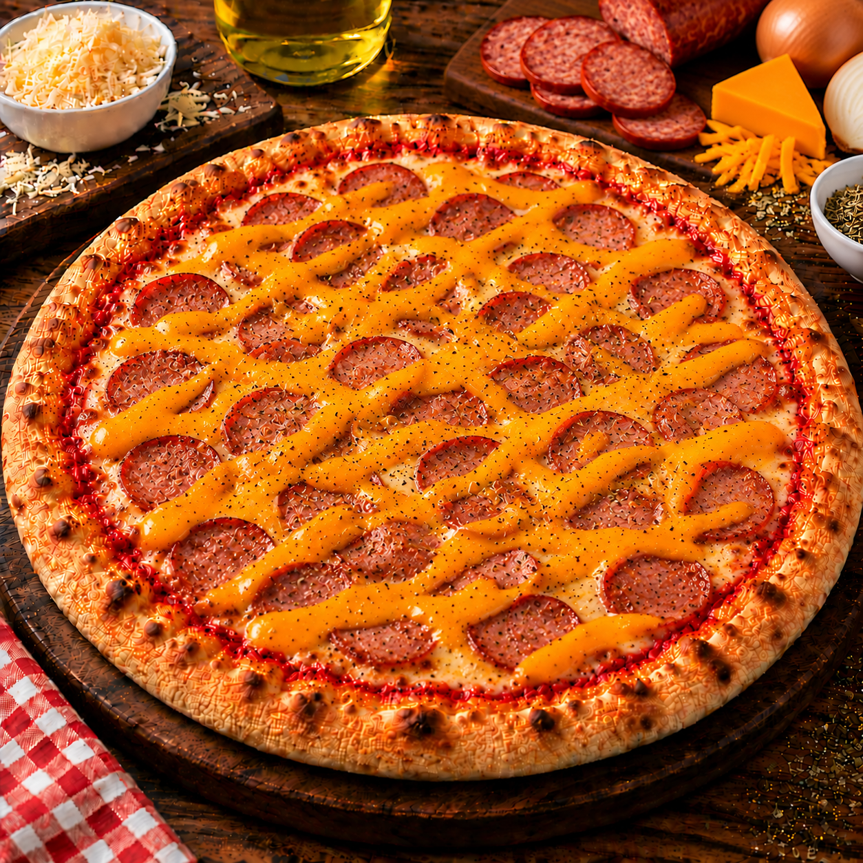 Pizza Calabresa com Cheddar